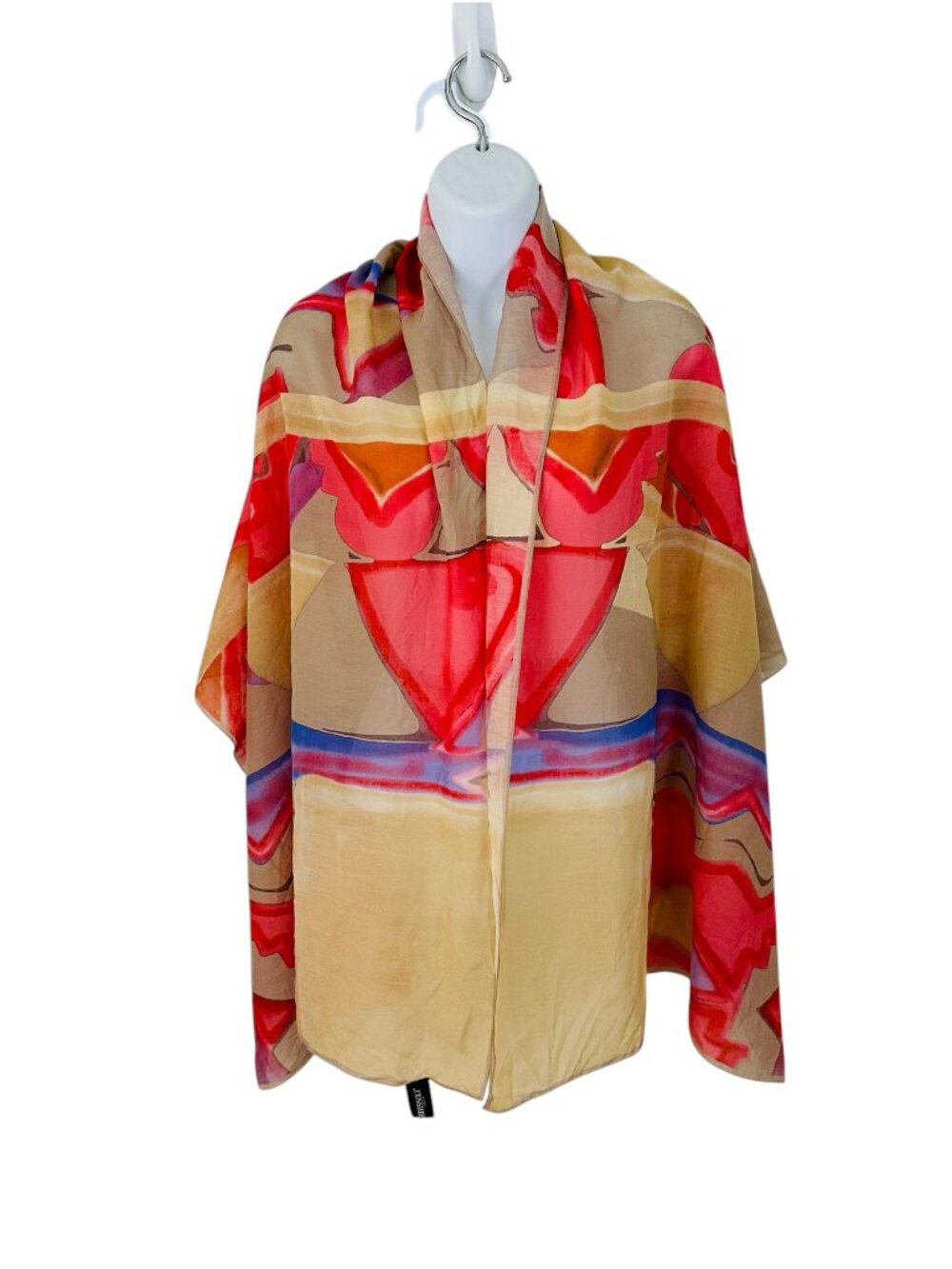 Bissoli Italia Women's Cotton Silk Geo Print Summer Scarf 69 in x 26 in